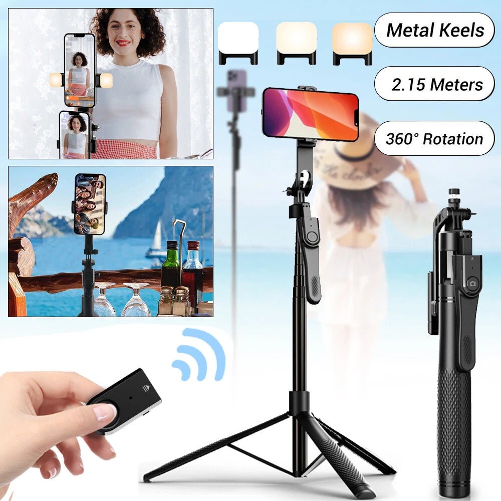 360° Rotating Pan-Tilt Selfie Stick Tripod